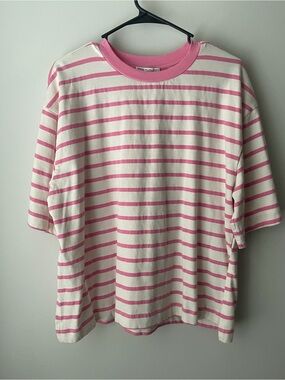 Zara Pink & White Striped Short-Sleeve Tee for Kids